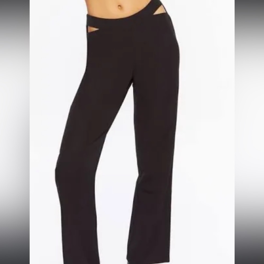 slit waist detail bootcut black pants